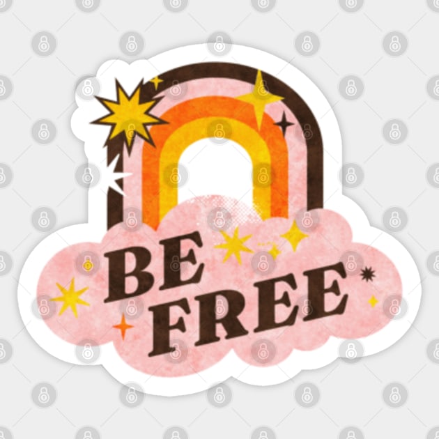 Vintage Hippie Bohemian Style - Be Free Sticker by Sassee Designs